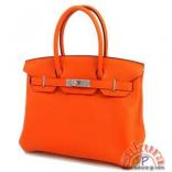 エルメス バーキン コピー 30cm オレンジ×シルバー金具 Q刻印 birkin バッグ