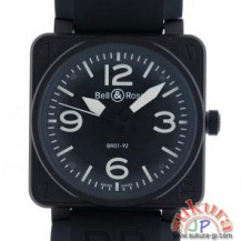 ベル&ロス こぴー BELL＆ROSS BR01-92CFB-CA ブラック 46mm ラバー PVD N品