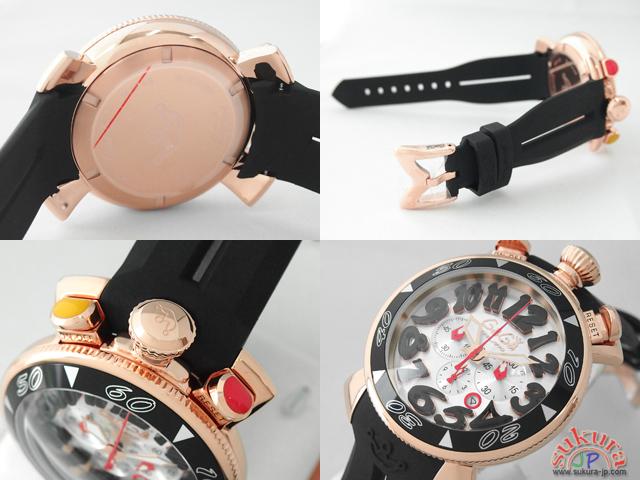 ガガミラノ GAGAMILANO クロノ　48mm　クォーツ 6056.6 ブラックラバー