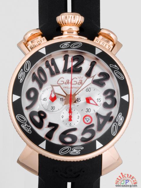 ガガミラノ GAGAMILANO クロノ　48mm　クォーツ 6056.6 ブラックラバー