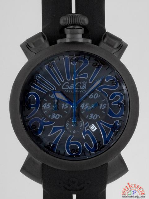 ガガミラノ GAGAMILANO マニュアーレ　クロノ　48mm　クォーツ 5050.9 ブラックラバー