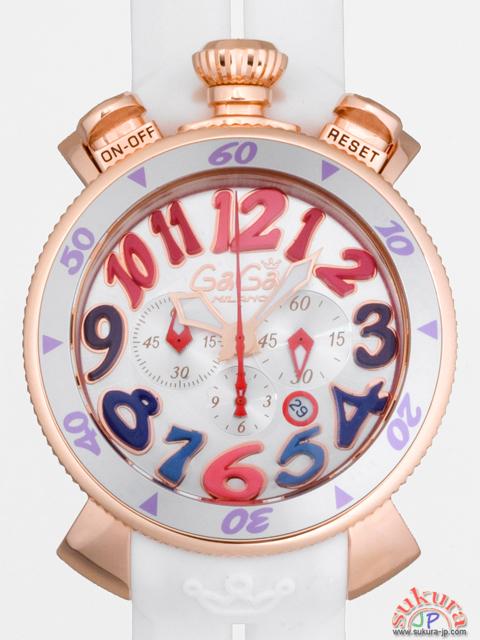 ガガミラノ GAGAMILANO クロノ　48mm　クォーツ 6056.9 ホワイトラバー