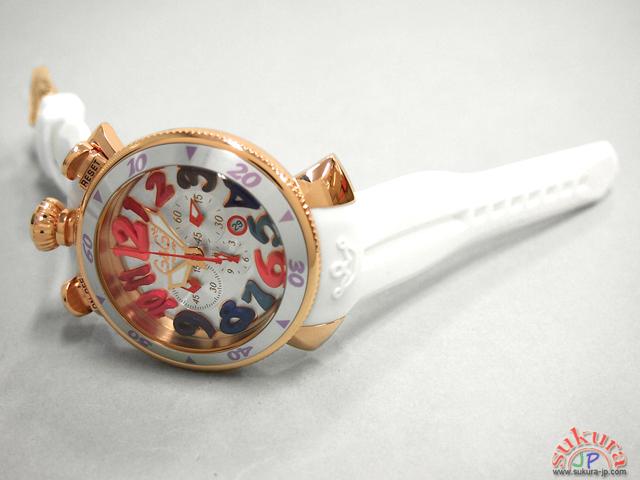 ガガミラノ GAGAMILANO クロノ　48mm　クォーツ 6056.9 ホワイトラバー