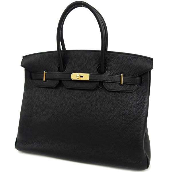 エルメス バーキン 35 cm ハンドバッグ ブラック×ゴールド金具 トゴ Q刻印 エルメス Birkin バッグ 黒QJ18-GZ