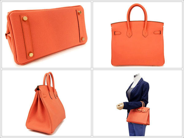 エルメス バーキン 25 cm ハンドバッグ フラミンゴ×ゴールド金具 ヴォーエプソン Q刻印 エルメス Birkin バッグQK23-SZ