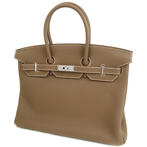 エルメス バーキン 35 cm ハンドバッグ エトゥープ×シルバー金具 トゴ P刻印 エルメス Birkin バッグQJ14-O