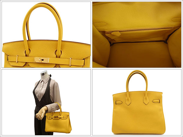 エルメス バーキン 30 cm ハンドバッグ ソレイユ×ゴールド金具 トリヨンクレマンス Q刻印 エルメス Birkin バッグQK11-A