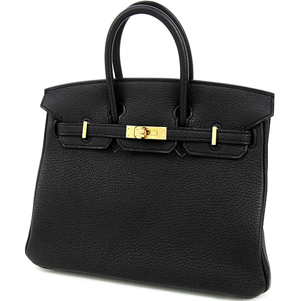 エルメス バーキン 25 cm ハンドバッグ ブラック×ゴールド金具 トゴ Q刻印 エルメス Birkin バッグ 黒QL24-A