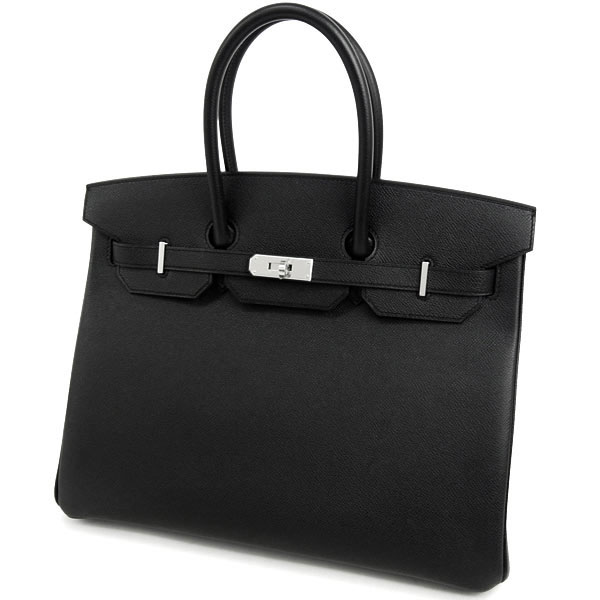 エルメス バーキン 35 cm ハンドバッグ ブラック×シルバー金具 ヴォーエプソン Q刻印 エルメス Birkin バッグ 黒QK23