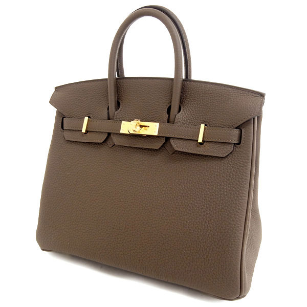 エルメス バーキン 25 cm ハンドバッグ トープ×ゴールド金具 トゴ Q刻印 2013年秋冬新色 エルメス Birkin バッグQL17-SZ