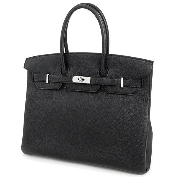 エルメス バーキン 35 cm ハンドバッグ ブラック×シルバー金具 トゴ Q刻印 エルメス Birkin バッグ 黒QK17-G