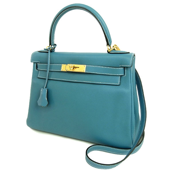 エルメス ハンドバッグ ケリー 28 cm 内縫い ブルージーン×ゴールド金具 L刻印 エルメス Kelly バッグ
