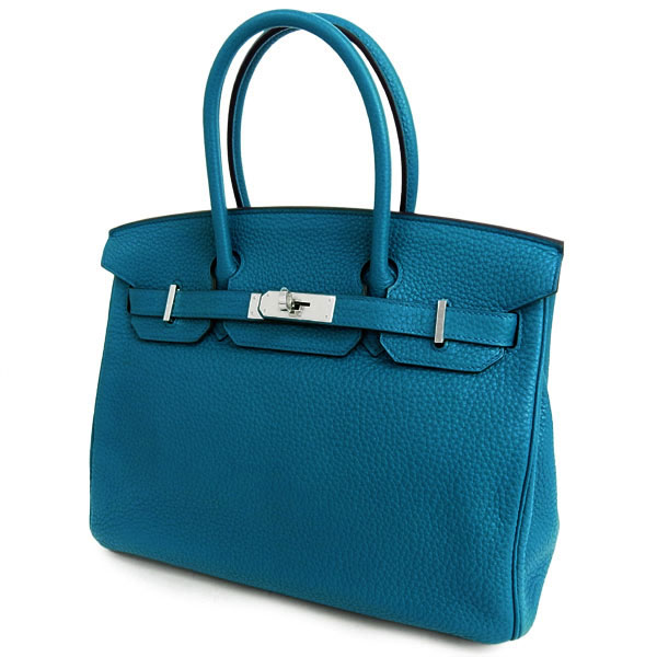 エルメス バーキン 30 cm ハンドバッグ ブルーイズミール×シルバー金具 トリヨンクレマンス Q刻印 エルメス Birkin バッグ