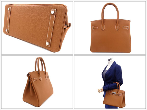 エルメス バーキン 30 cm ハンドバッグ ゴールド×シルバー金具 トゴ Q刻印 エルメス Birkin バッグ RB02-COT