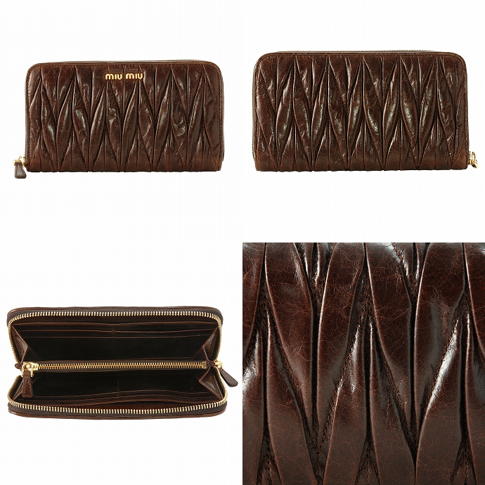 ミュウミュウ ラウンドファスナー長財布 5M0506 MATELASSE LUX BRUCIATO