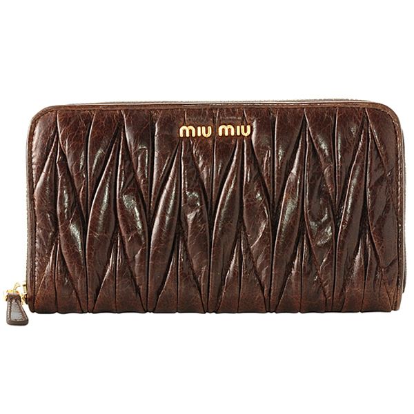 ミュウミュウ ラウンドファスナー長財布 5M0506 MATELASSE LUX BRUCIATO