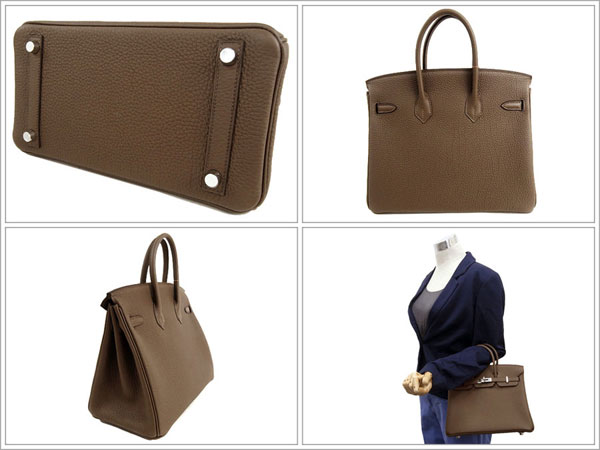 エルメス バーキン 25 cm ハンドバッグ トープ×シルバー金具 トゴ Q刻印 2013年秋冬新色 エルメス Birkin バッグ