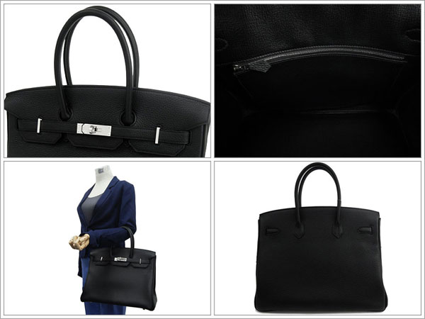 エルメス バーキン 35 cm ハンドバッグ ブラック×シルバー金具 トリヨンクレマンス Q刻印 エルメス Birkin