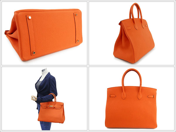 エルメス バーキン 35 cm ハンドバッグ オレンジ×ゴールド金具 トゴ Q刻印 エルメス Birkin バッグ