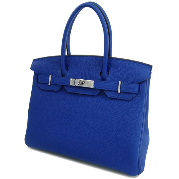 エルメス バーキン 30 cm ハンドバッグ ブルーエレクトリック×シルバー金具 トゴ Q刻印 エルメス Birkin バッグ RA30-GZ