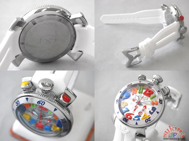 ガガミラノコピー クロノ　48mm　クォーツ 6050.1 ホワイトラバー