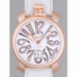 ガガ･ミラノスーパーコピー GAGAMILANO マニュアル　48mm　手巻き z5011.8 ホワイト皮 ホワイト/ピンクゴールドアラビア