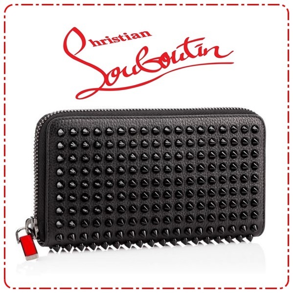 ルブタン スーパーコピー【SS22 新作】Christian Louboutin Panettone スタッズ長財布☆新色 黒