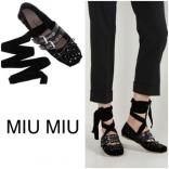 16AW MIU MIU ミュウミュウスーパーコピー ベルベットバレリーナ 5F690A3I16 005F0002