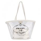 2018新作 PRADA PVC BAG プラダスーパーコピー PVC スケルトン ロゴ入り トートバッグ 1BG166 MOO2BY5F0009