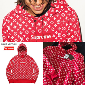 シュプリーム×ルイ・ヴィトンスーパーコピー 限定 Box Logo Hooded Sweatshirtボックスロゴ パーカー スウェット モノグラム 赤