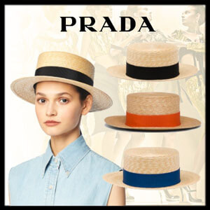 新作【PRADA プラダ キャップ コピー】リボン付 ストローハット 帽子 全３色 1HC033_2BDL_F0P6K