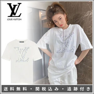 【数量限定】ルイヴィトン Tシャツ 偽物 ステッチプリント＆刺繍Tシャツ 1A7X56