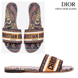 ディオール サンダル 偽物 ディオール Dway ディオール Animals Embroidered Cotton Slide KCQ306APE_S77B