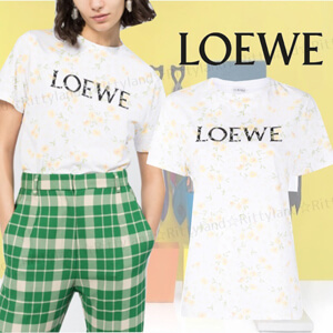 「25ans7月掲載」★ロエベ★ロエベ Tシャツ 偽物 フローラル ロゴ Tシャツ