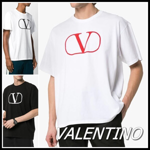 vltn Tシャツ 偽物 新作◆ヴァレンティノ Tシャツ コピー◆V ロゴ Tシャツ