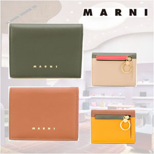 *MARNI マル二 財布 コピー*カーフレザーフォールドオーバーウォレット PFMO0021Y0LV589