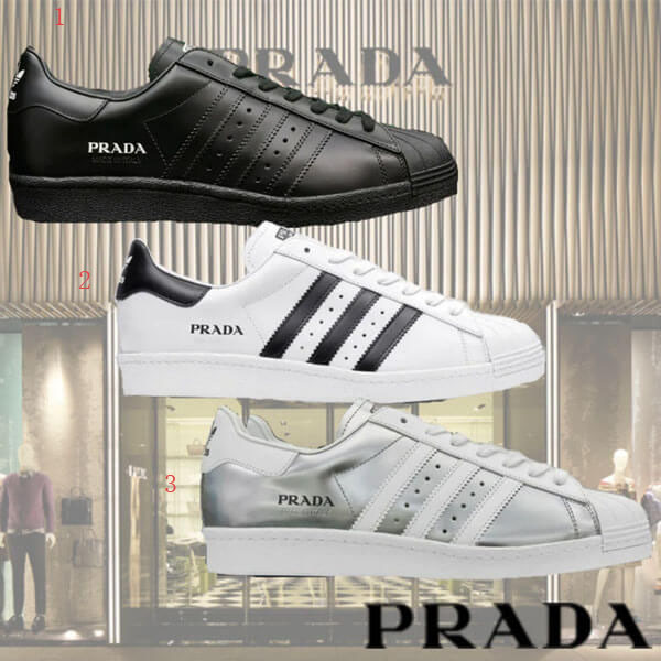 アディダス イージーブースト 偽物 アディダス×PRADA コラボ SUPERSTAR 限定レザースニーカー 全3色