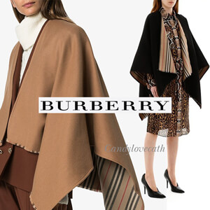 バーバリー ケープ コピー BURBERRY アイコンストライプディテール ウールケープ