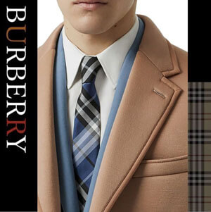 バーバリー ネクタイ コピー【BURBERRY】ブルー チェック シルクジャカード ネクタイ