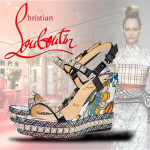 ルブタン サンダル コピー アメリカ限定☆クリスチャン ルブタン カラフル♪Christian Louboutin Pira Ryad ウエッジ 110mm