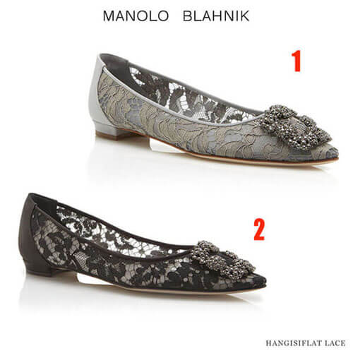 マノロブラニク フラットシューズ 偽物 Manolo Blahnik ブラニク ハンギシ フラット レース パンプス 9XX-0623-0010