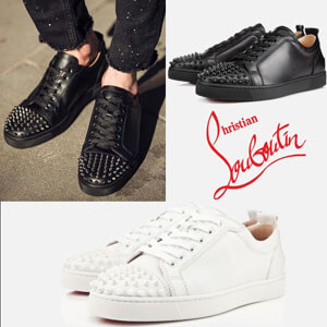 ルブタン スニーカー 偽物 定番人気！★Christian Louboutin  JUNIOR SPIKES 白黒★クリスチャン ルブタン スニーカー