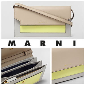 【MARNI】マル二 財布 コピーサフィアーノレザー ベローズ ウォレット PFMOT08U13LV520Z173N