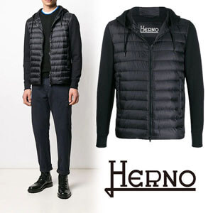 ヘルノ ダウン 偽物 HERNO フーデッド パデットジャケット black