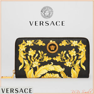 ヴェルサーチ 財布 コピー VERSACE バロック プリント レザー ユニセックス 長財布