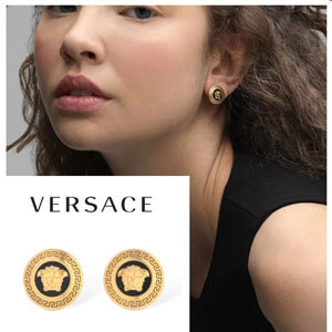 ヴェルサーチ ピアス 偽物☆VERSACE☆メデューサ エナメル スタッズピアス