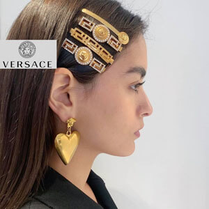 ヴェルサーチ 偽物 VERSACE クリスタル装飾 メデューサ ヘアクリップ