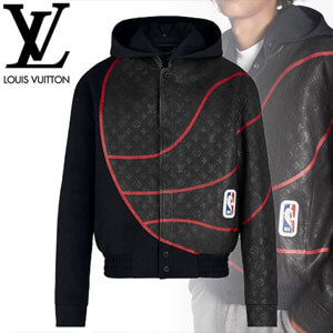 ルイヴィトン NBA コラボ 偽物★LV×NBAコラボ/ジャケット★ LV×NBAレザーミックスジャケット 1A8GWI