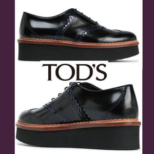 トッズ 靴 コピー [Tods］厚底レザーブローグシューズ