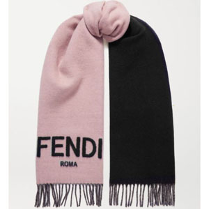 フェンディ マフラー コピー★Fringed two-tone intarsia cashmere scarf